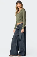 Edikted Distressed Stitch Cropped Hoodie