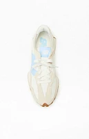 New Balance White & Blue 327 Sneakers
