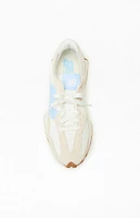 New Balance White & Blue 327 Sneakers