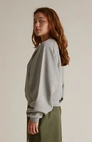 Fear of God Essentials Women's Dark Heather Oatmeal Fleece Cropped Crew Neck Sweatshirt