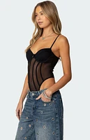 Edikted Jenia Sheer Mesh Cupped Bodysuit