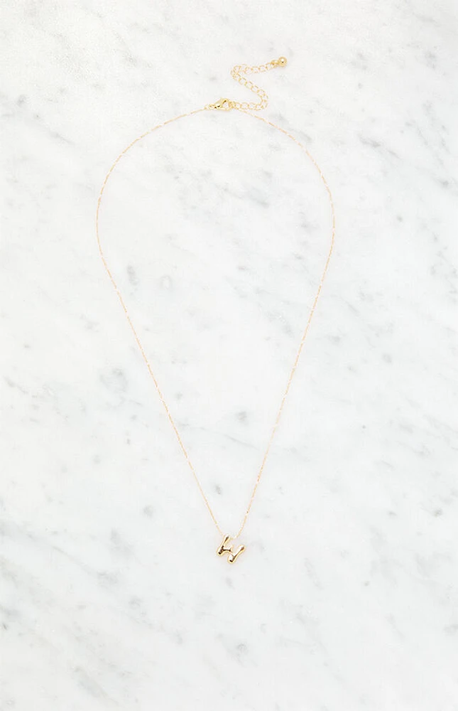 LA Hearts W Initial 14K Gold Plated Necklace