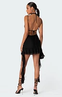 Edikted Kris Open Back Ruffle Mini Dress