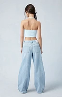 PacSun Casey Light Indigo Asymmetrical Low Rise Baggy Jeans