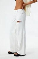 PacSun Eco White Ripped Low Rise Wide Leg Jeans