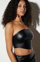 LA Hearts Faux Leather Textured Tube Top