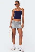Edikted Priyanka Distressed Denim Mini Skirt