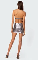 Edikted Metallic Cut Out Open Back Mini Dress