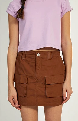 PacSun Kids Brown E-Waist Cargo Mini Skirt