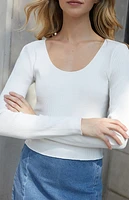 John Galt White Mckenna Long Sleeve Top
