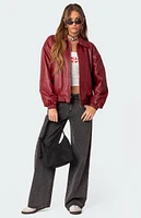 Edikted Halley Faux Leather Bomber Jacket