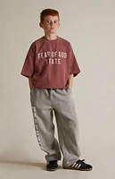 Fear of God Essentials Kids Dark Heather Oatmeal Fleece Relaxed Sweatpants