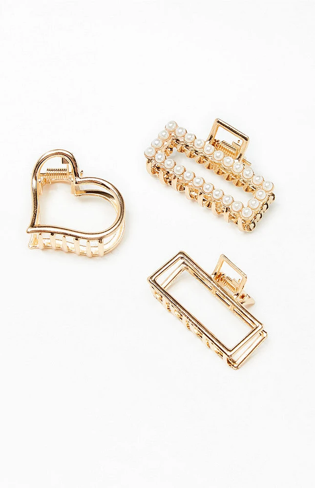 PacSun 3 Pack Mini Gold Hair Claw Clips