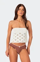 Edikted Niki Crochet Strapless Top