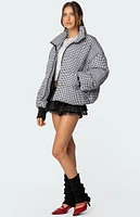 Edikted Oversized Gingham Puffer