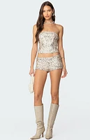 Edikted Wavy Baby Sequin Micro Shorts