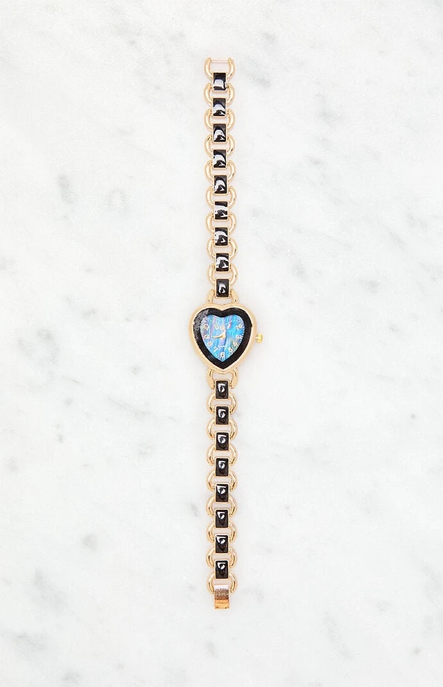 LA Hearts Gold & Metal Heart Watch