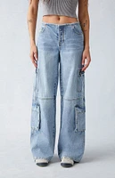 PacSun Light Indigo Low Rise Baggy Cargo Jeans