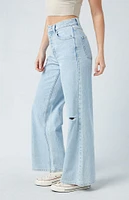 PacSun Eco Light Blue Ripped Wide Leg Jeans