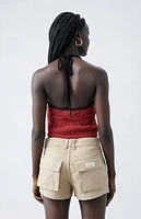 Pacsun Light Brown Mid Rise Slouchy Workwear Shorts