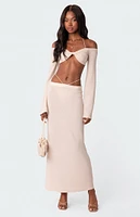 Edikted Celeste Off Shoulder Twist Crop Top