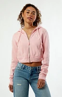 True Religion Raw Edge Big T Shrunken Zip Up Hoodie