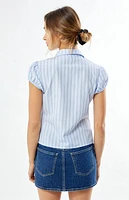 LA Hearts Pinstripe Button Down Short Sleeve Shirt