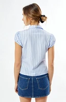 LA Hearts Pinstripe Button Down Short Sleeve Shirt