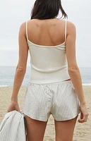 John Galt Gray & White Striped Linen Boxer Shorts