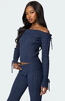 Edikted Chase Fold Over Cable Knit Top