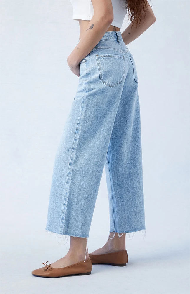 Eco Light Blue Cropped Wide Leg Jeans