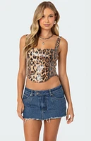 Edikted Sequin Leopard Printed Top