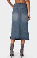 Edikted Lassy Washed Denim Midi Skirt