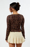 LA Hearts Leopard Fly Away Knit Long Sleeve Top