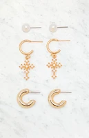 LA Hearts 3 Pack Monica Pearl Earrings