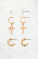 LA Hearts 3 Pack Monica Pearl Earrings