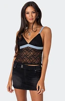 Edikted Sheer Lace Open Back Tank Top