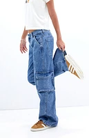Pacsun Casey Medium Indigo Low Rise Baggy Cargo Jeans
