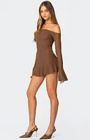 Edikted Mya Off Shoulder Textured Mini Dress