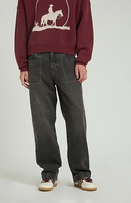 PacSun Black Tinted Contrast Stitch Baggy Jeans