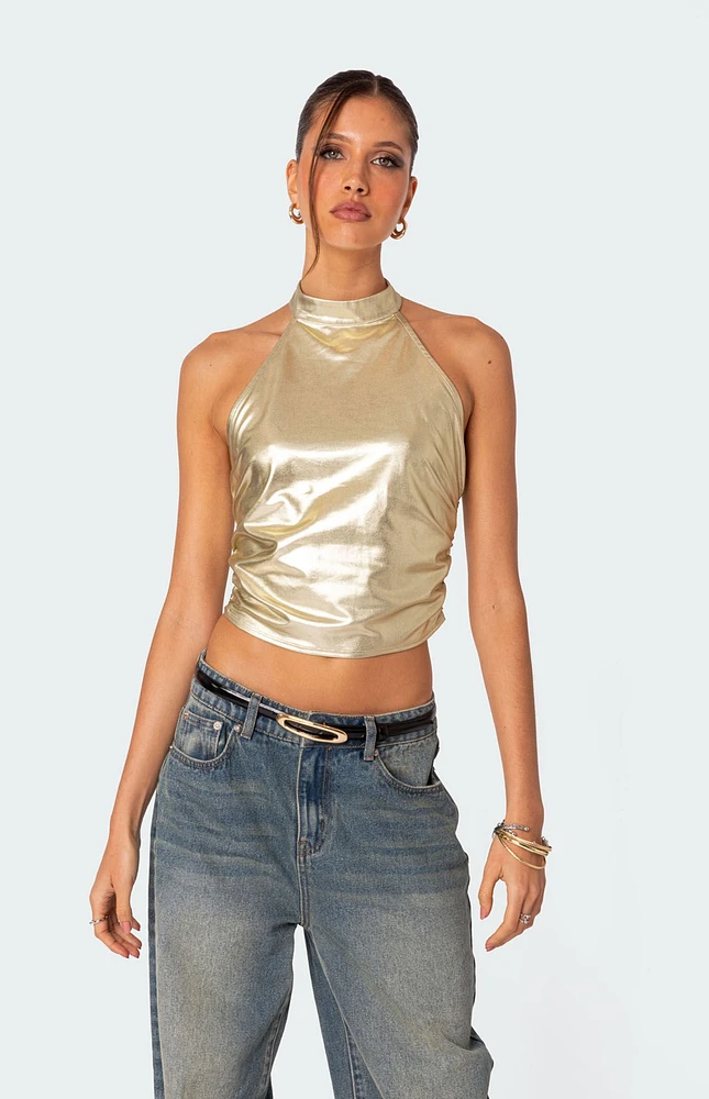 Edikted Karter Metallic Halter Top