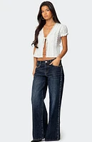 Edikted Stassie Studded Low Rise Jeans