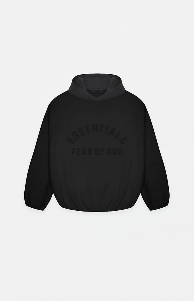 Kids Fear of God Essentials Black Nylon Fleece Hoodie