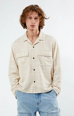 Pacsun Cream Woven Cropped Flannel Shirt