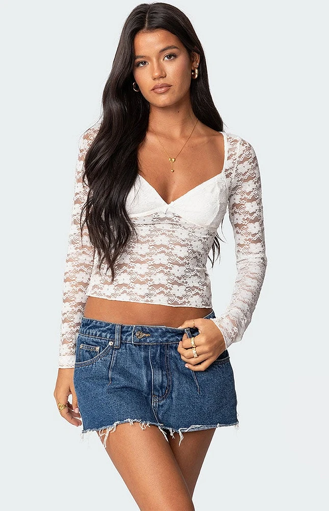 Edikted Mykonos Sheer Lace Top