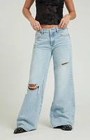 PacSun Lena Light Indigo Ripped Low Rise Super Baggy Jeans