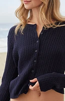 John Galt Blue Zoe Cable Knit Cardigan
