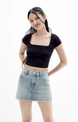 Pacsun Medium Indigo Mid Rise Denim Mini Skirt