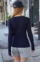 John Galt Blue Tori Long Sleeve Top