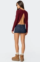 Edikted Split Open Back Cable Knit Sweater